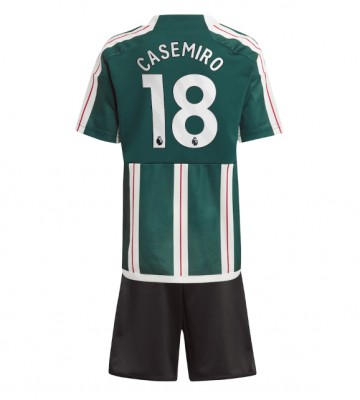 Manchester United Casemiro #18 Bortaställ Barn 2023-24 Kortärmad (+ Korta byxor)